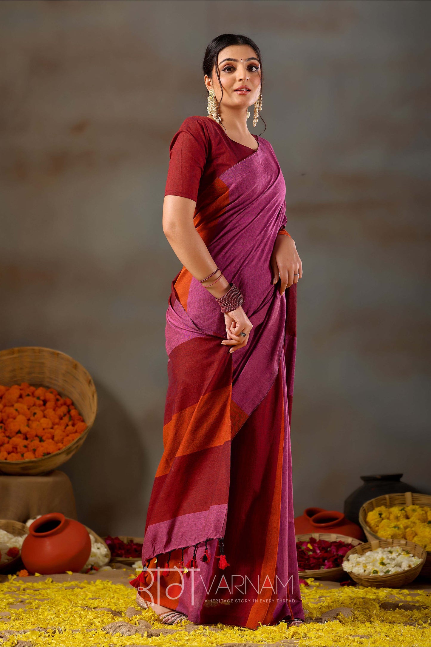 Raag Varnam Pink Handloom Khadi Cotton Saree
