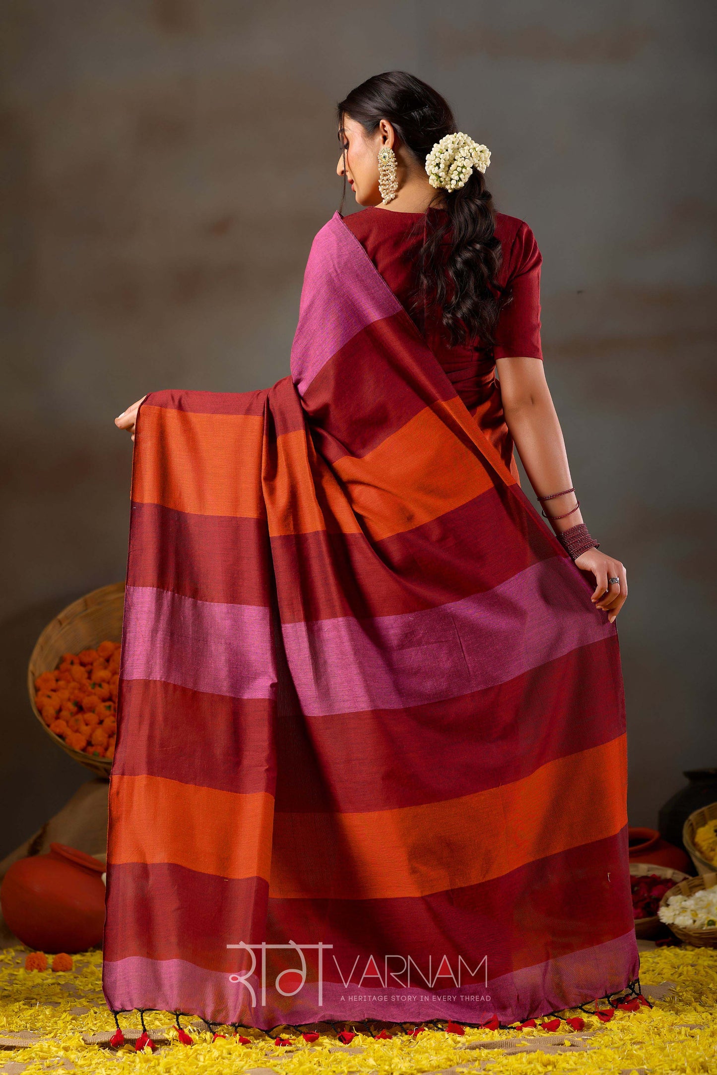 Raag Varnam Pink Handloom Khadi Cotton Saree