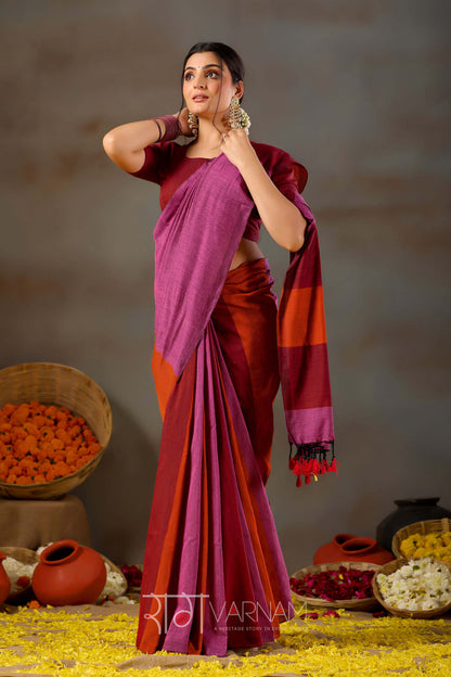 Raag Varnam Pink Handloom Khadi Cotton Saree