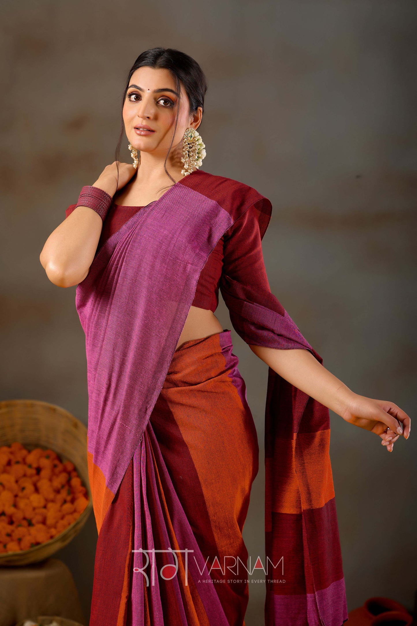 Raag Varnam Pink Handloom Khadi Cotton Saree