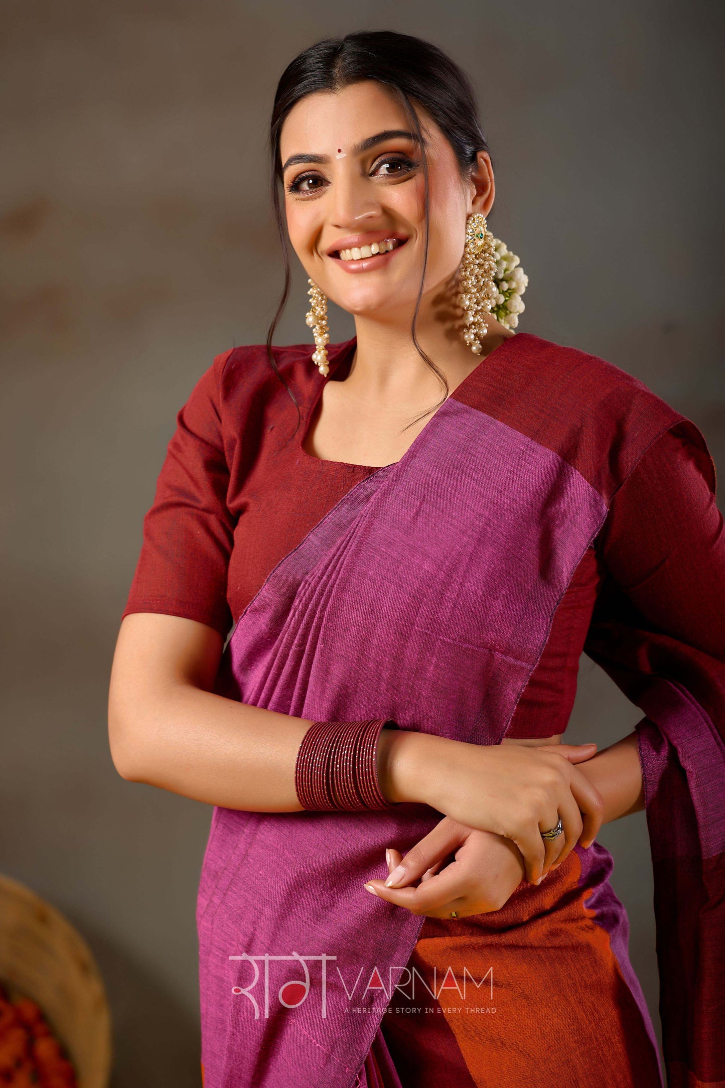 Raag Varnam Pink Handloom Khadi Cotton Saree