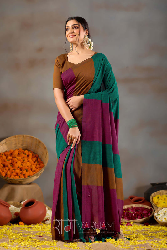 Raag Varnam Rama Green Handloom Khadi Cotton Saree