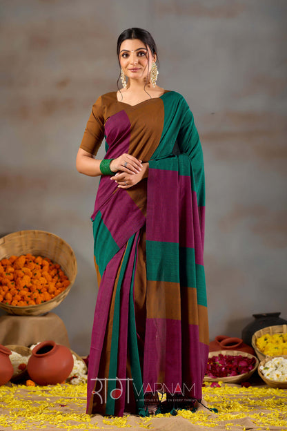 Raag Varnam Rama Green Handloom Khadi Cotton Saree