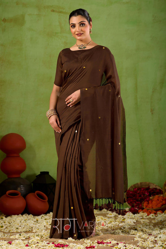 Raag Varnam Coffe  Handloom Gini Cotton Saree