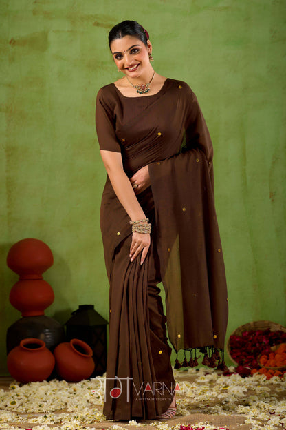 Raag Varnam Coffe  Handloom Gini Cotton Saree
