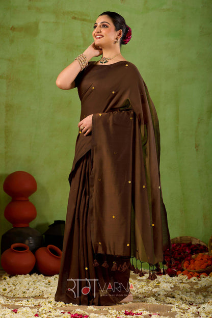 Raag Varnam Coffe  Handloom Gini Cotton Saree