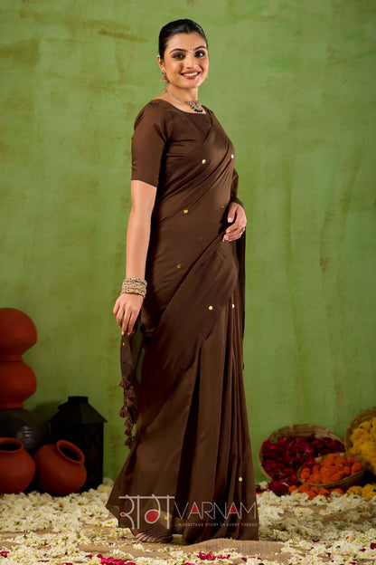 Raag Varnam Coffe  Handloom Gini Cotton Saree