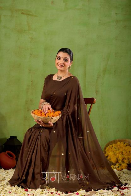 Raag Varnam Coffe  Handloom Gini Cotton Saree
