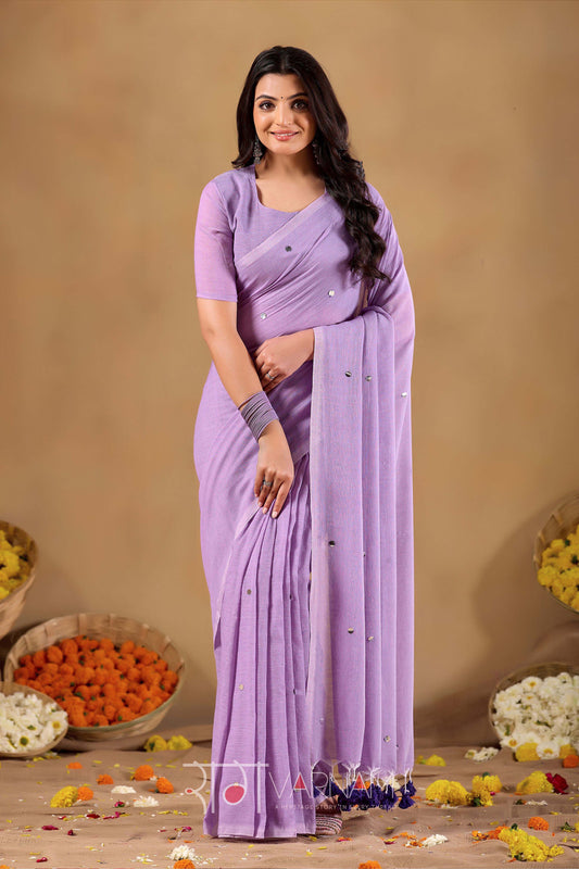 Raag Varnam Lavnder Handloom Gini Cotton Saree