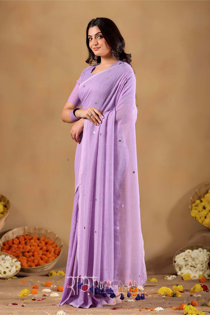 Raag Varnam Lavnder Handloom Gini Cotton Saree