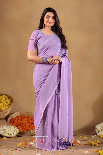 Raag Varnam Lavnder Handloom Gini Cotton Saree