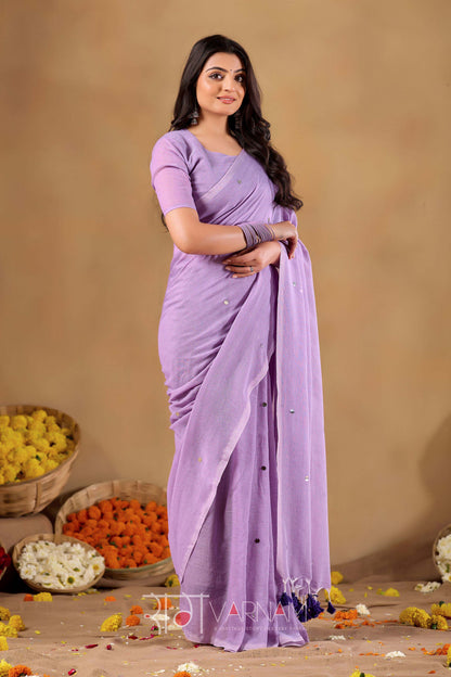 Raag Varnam Lavnder Handloom Gini Cotton Saree