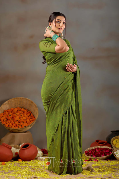 Raag Varnam Green Handloom Gini Cotton Saree