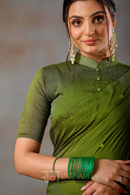 Raag Varnam Green Handloom Gini Cotton Saree