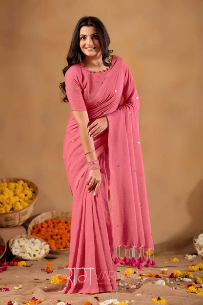 Raag Varnam Pink Handloom Gini Cotton Saree
