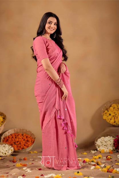 Raag Varnam Pink Handloom Gini Cotton Saree