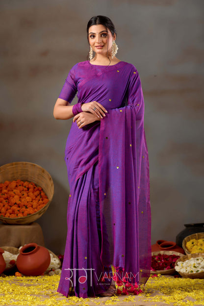 Raag Varnam Purple Handloom Gini Cotton Saree
