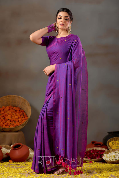 Raag Varnam Purple Handloom Gini Cotton Saree