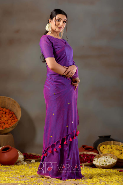 Raag Varnam Purple Handloom Gini Cotton Saree