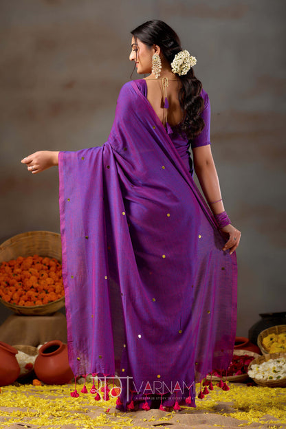 Raag Varnam Purple Handloom Gini Cotton Saree