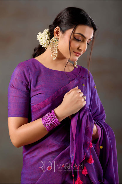 Raag Varnam Purple Handloom Gini Cotton Saree