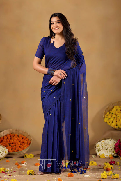Raag Varnam Royal Blue Handloom Gini Cotton Saree