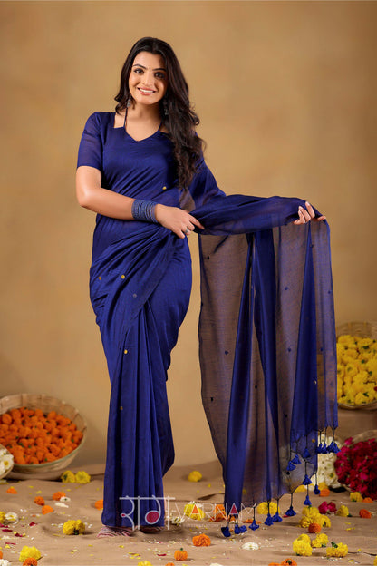 Raag Varnam Royal Blue Handloom Gini Cotton Saree