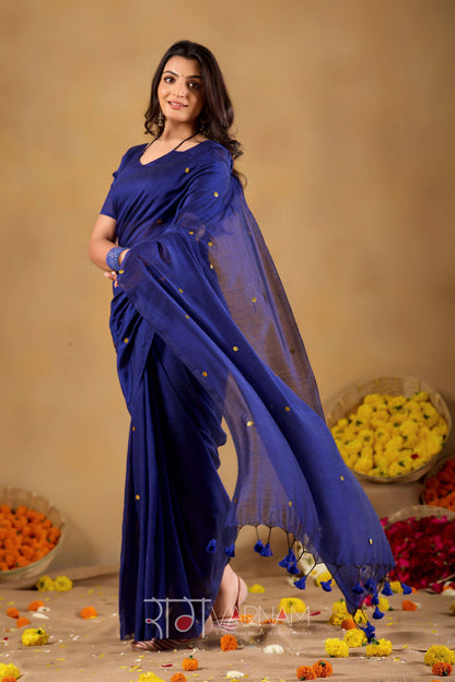 Raag Varnam Royal Blue Handloom Gini Cotton Saree
