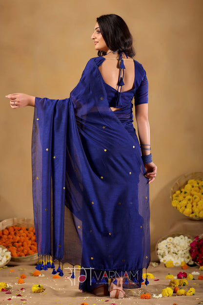 Raag Varnam Royal Blue Handloom Gini Cotton Saree