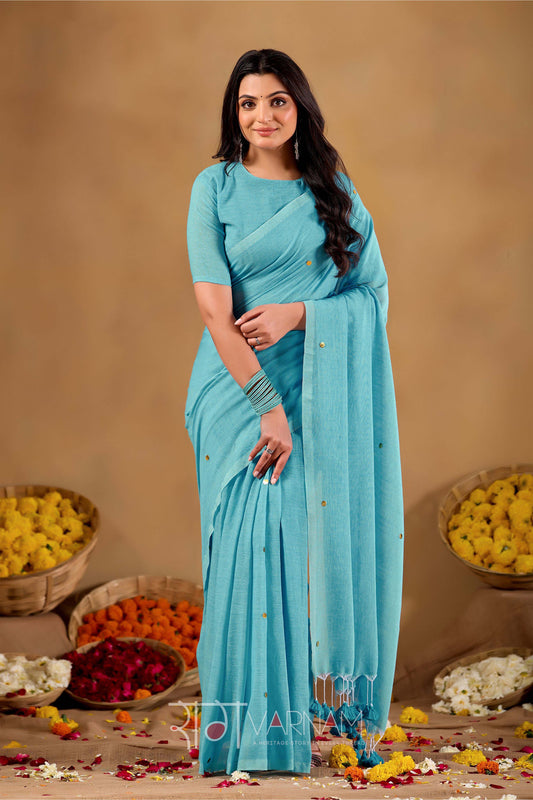 Raag Varnam Sky Handloom Gini Cotton Saree