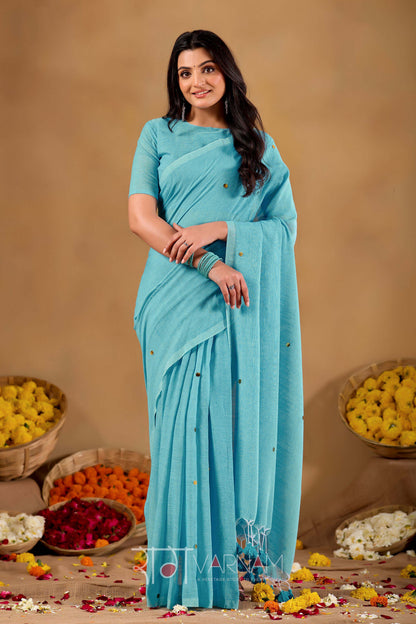 Raag Varnam Sky Handloom Gini Cotton Saree