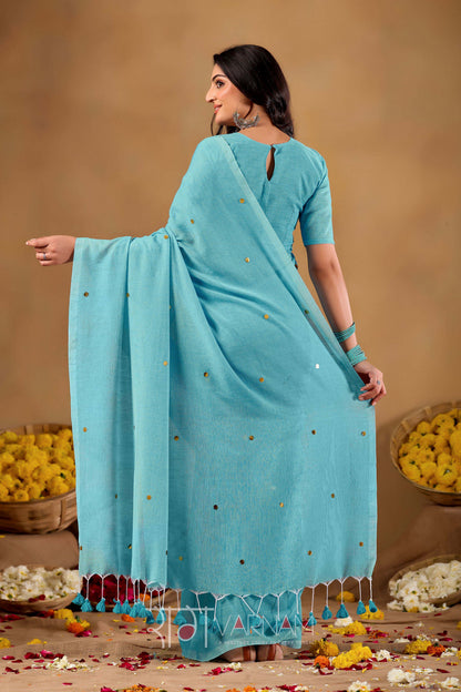 Raag Varnam Sky Handloom Gini Cotton Saree