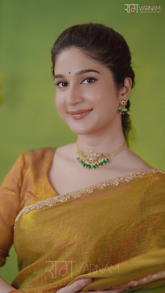 Raag Varnam Zimmy Choo Fandy Silk Saree With Hand Work Lace Border & Comes With Unstitched Blouse Piece