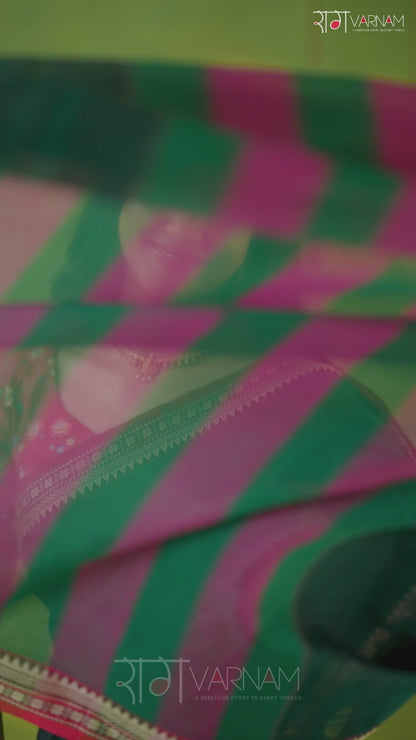 Narayanpet Green Cotton Saree by Raag Varnam | Mercerized Finish With 2 Blouses Included