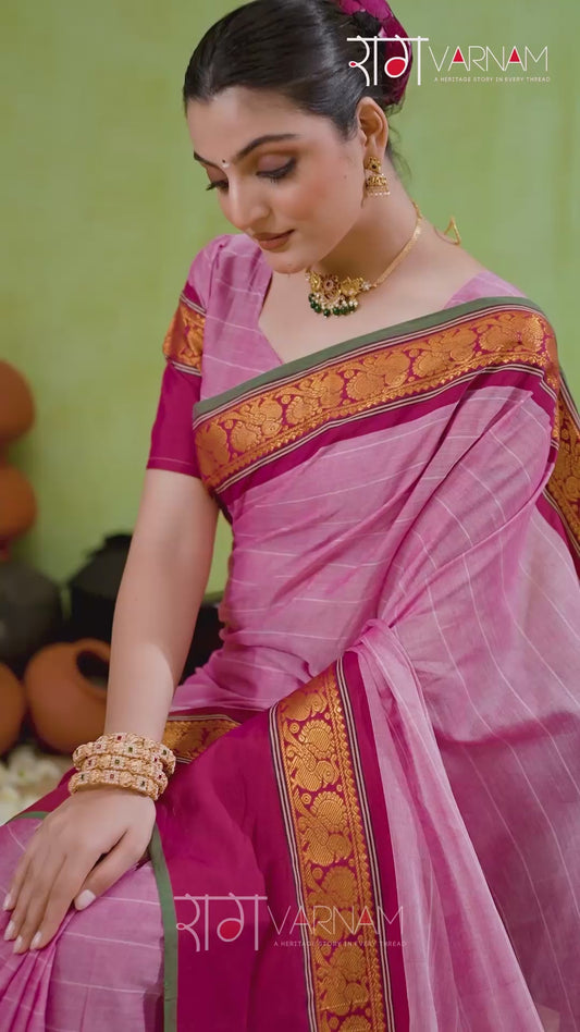 Raag Varnam Pink Narayanpet Mercerized Cotton Saree