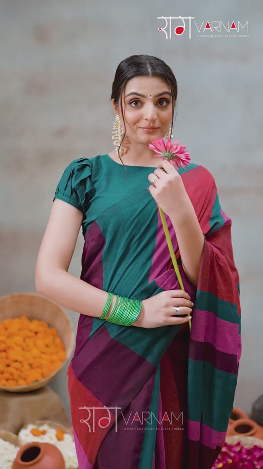 Raag Varnam Multi Handloom Khadi Cotton Saree