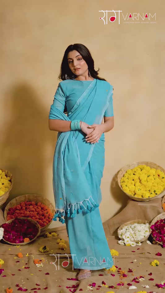 Raag Varnam Sky Handloom Gini Cotton Saree
