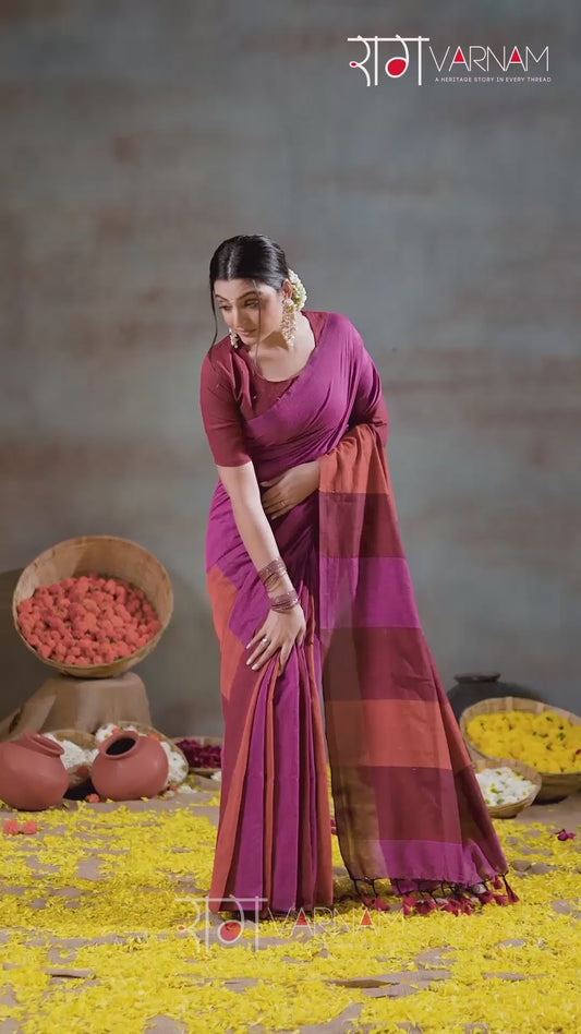 Raag Varnam Pink Handloom Khadi Cotton Saree