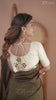 Raag Varnam Brown Stripe Cotton Saree Designer Work Blouse