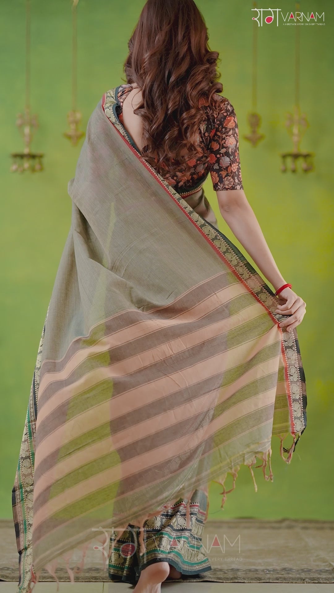 Narayanpet Grey Cotton Saree by Raag Varnam | Mercerized Finish With 2 Blouses Included