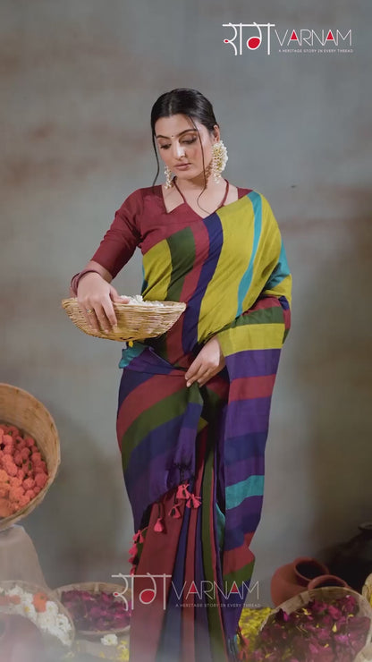 Raag Varnam Gold Handloom Khadi Cotton Saree