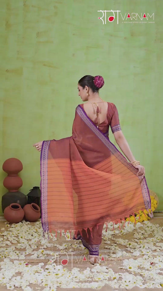 Raag Varnam Maroon Narayanpet Mercerized Cotton Saree