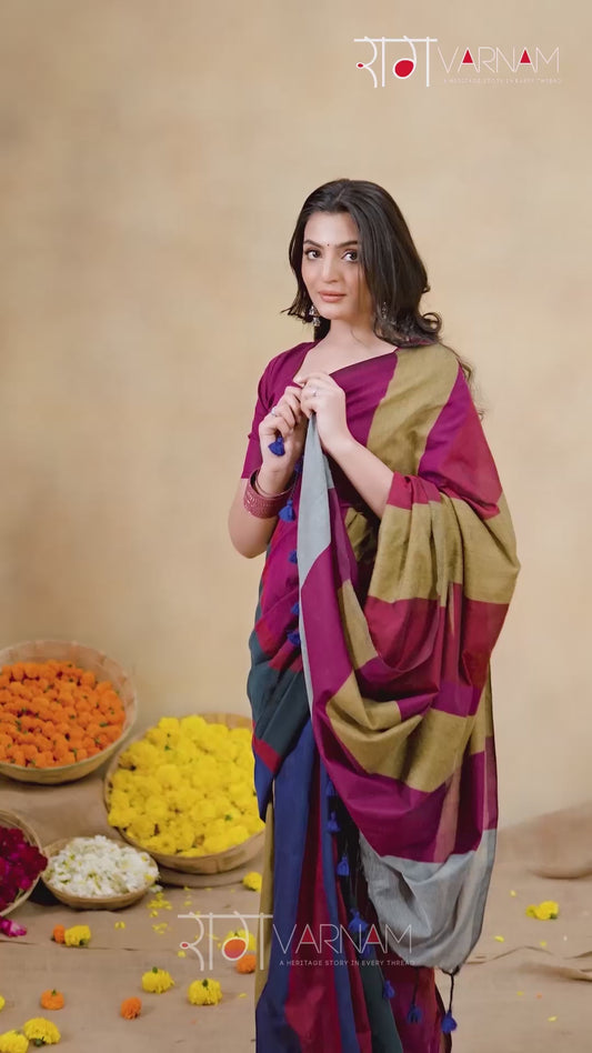 Raag Varnam Grey Handloom Khadi Cotton Saree