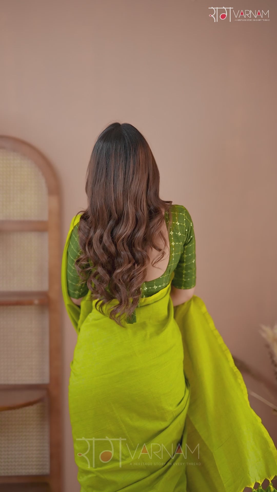 Raag Varnam Green Handloom Cotton Saree With Designer Blouse