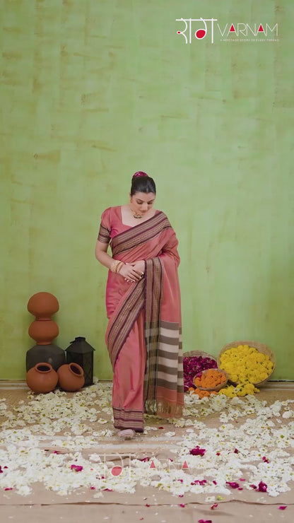 Raag Varnam Dusty Pink Narayanpet Mercerized Cotton Saree