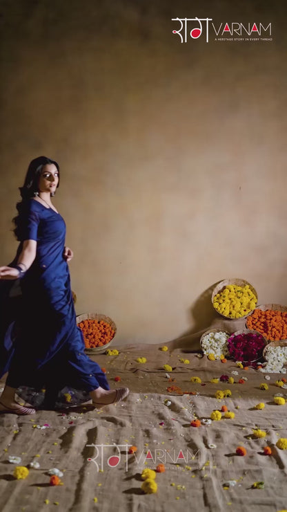 Raag Varnam Royal Blue Handloom Gini Cotton Saree