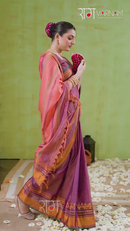 Raag Varnam Pink Narayanpet Mercerized Cotton Saree