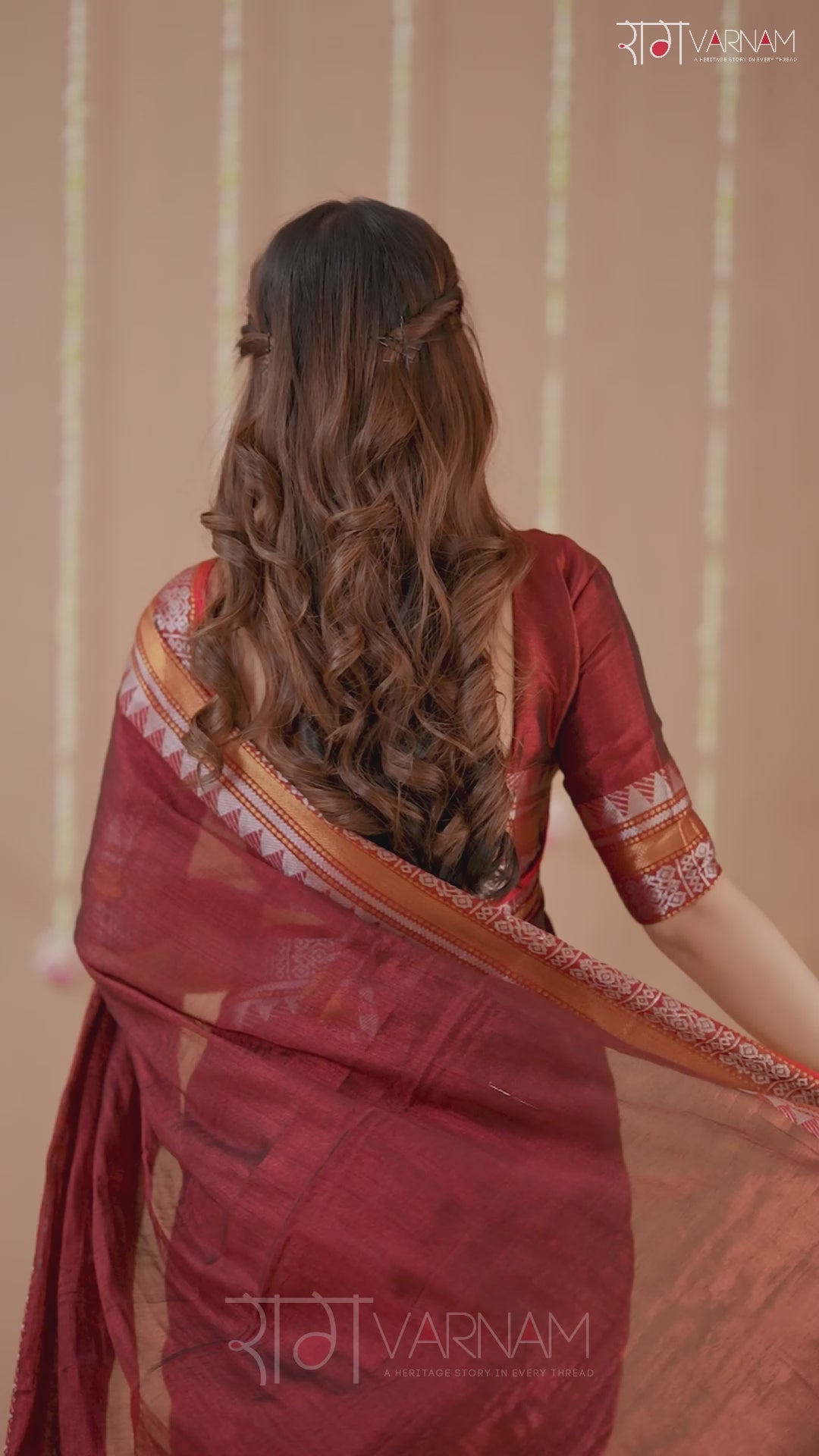 Raag Varnam Maroon Handloom Tissue Saree With Designer Blouse